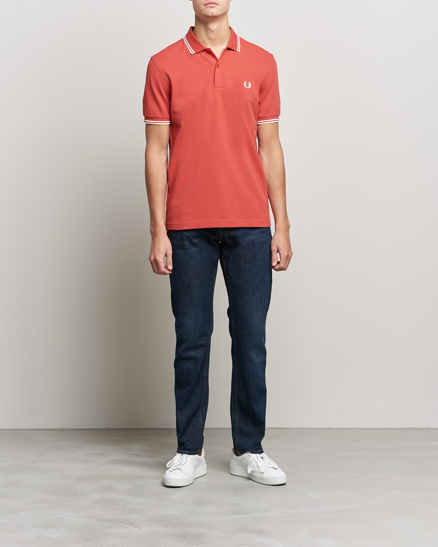 Herren | Poloshirts | Fred Perry | Twin Tip Polo Washed Red