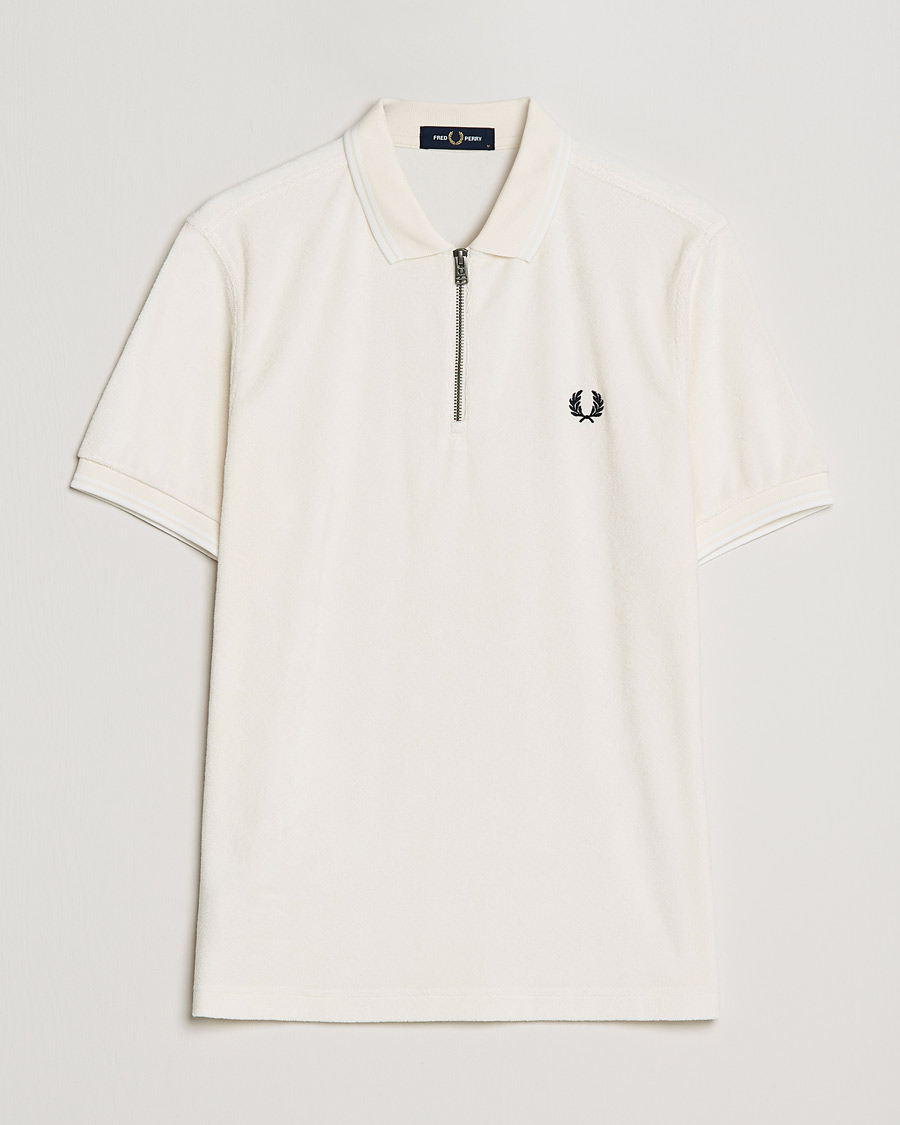 Herren | Poloshirts | Fred Perry | Towelling Zip Neck Polo Ecru