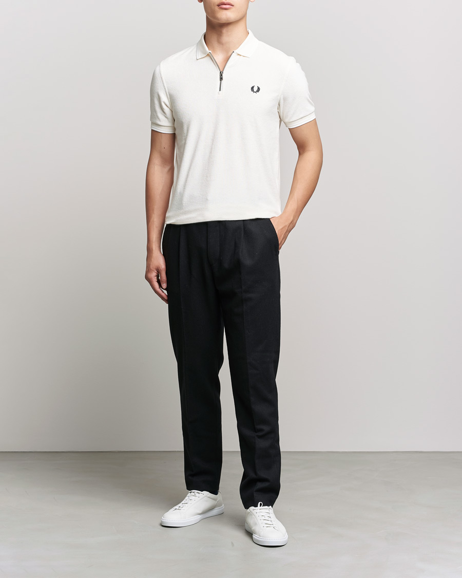 Herren | Poloshirts | Fred Perry | Towelling Zip Neck Polo Ecru