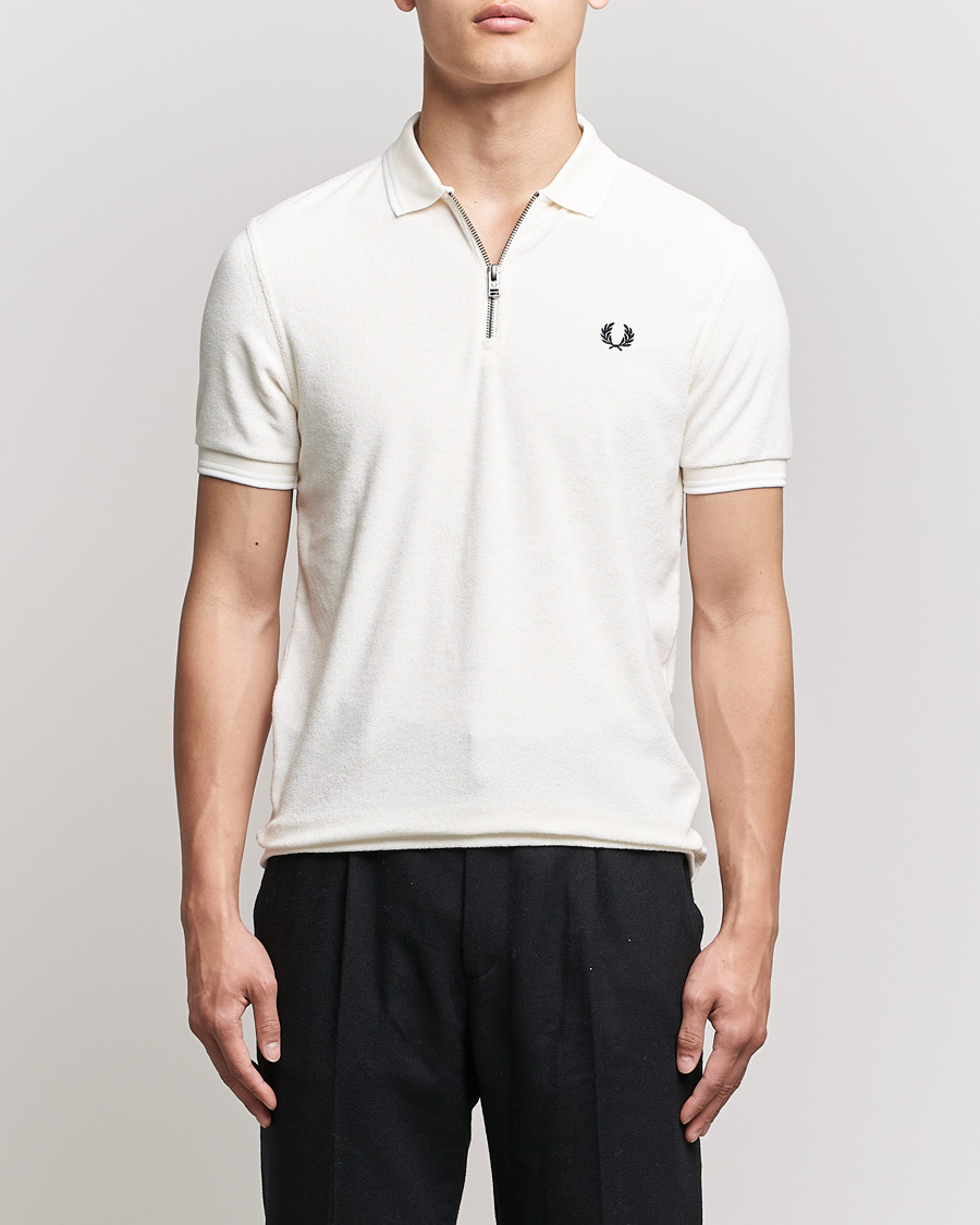 Herren | Poloshirts | Fred Perry | Towelling Zip Neck Polo Ecru