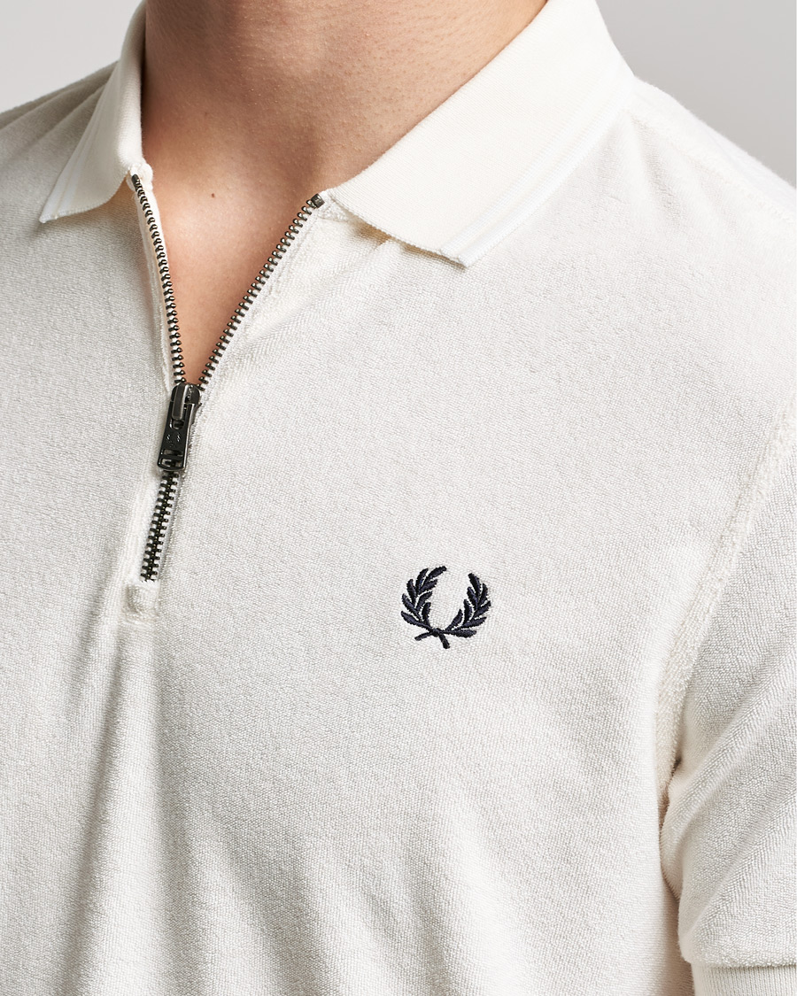Herren | Poloshirts | Fred Perry | Towelling Zip Neck Polo Ecru