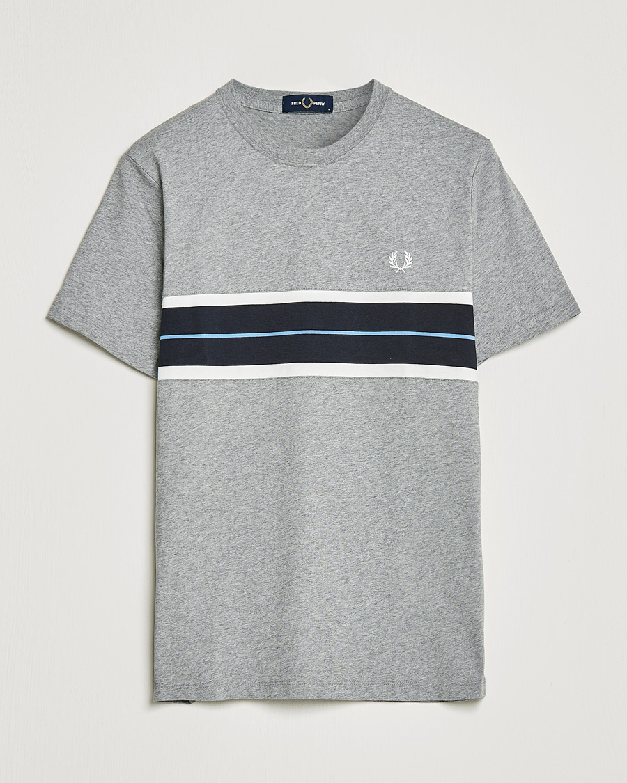 Herren | T-Shirts | Fred Perry | Tram Line Pannel Tee Steel Marl