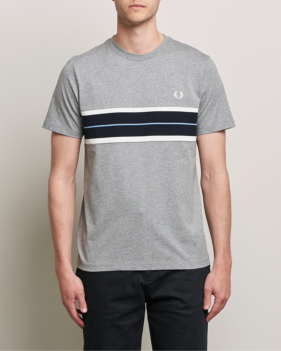Herren | T-Shirts | Fred Perry | Tram Line Pannel Tee Steel Marl
