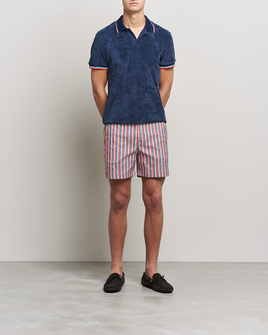 Herren | Poloshirts | Orlebar Brown | Jarrett Towelling Striped Tipping Polo Navy