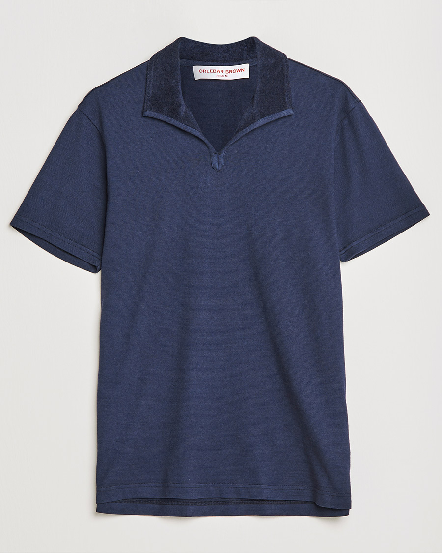 Herren | Poloshirts | Orlebar Brown | Albert GD Towelling Trim Polo Night Iris