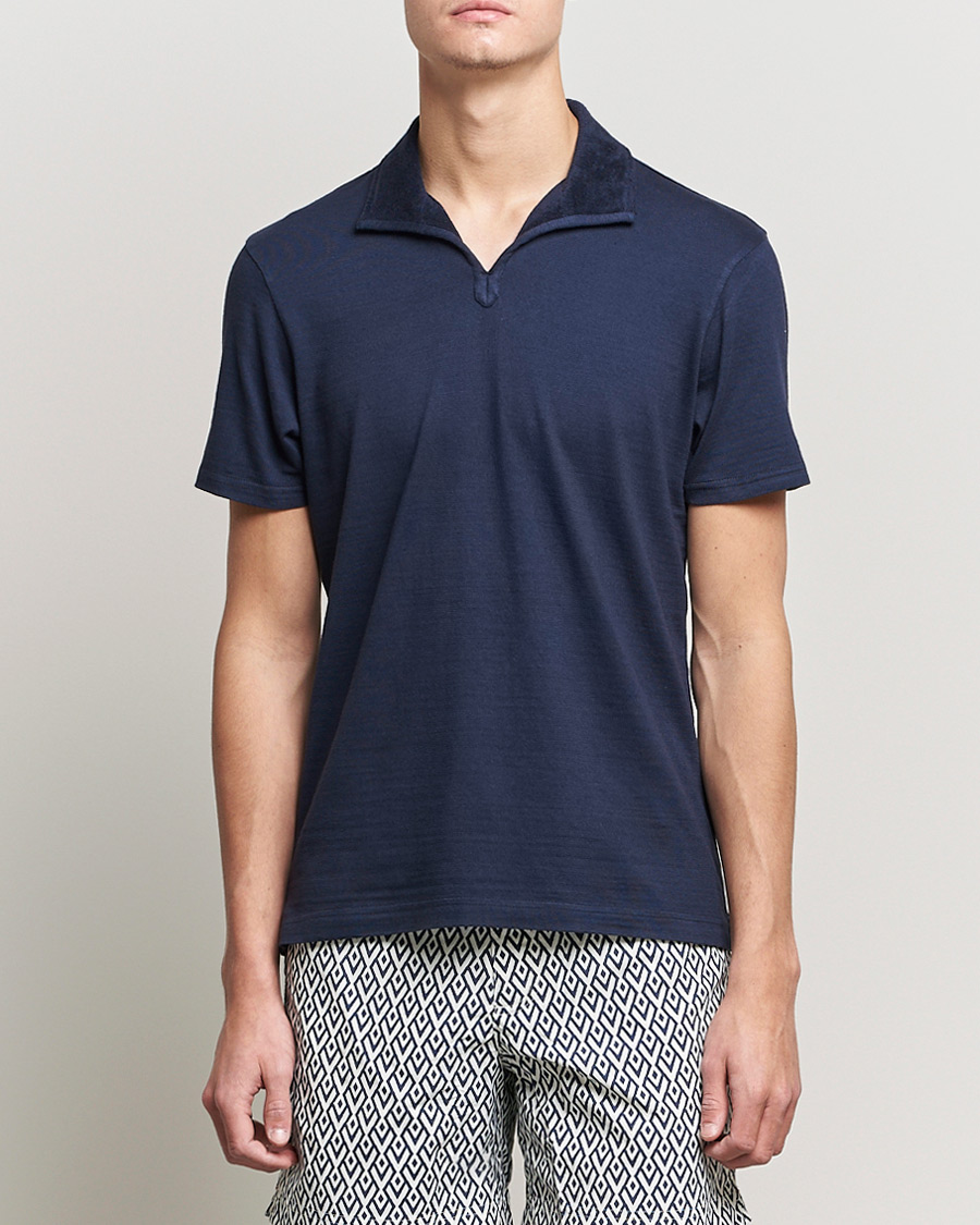 Herren | Poloshirts | Orlebar Brown | Albert GD Towelling Trim Polo Night Iris