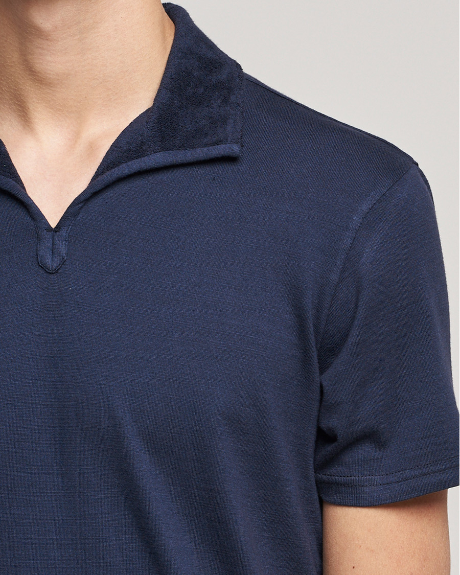 Herren | Poloshirts | Orlebar Brown | Albert GD Towelling Trim Polo Night Iris