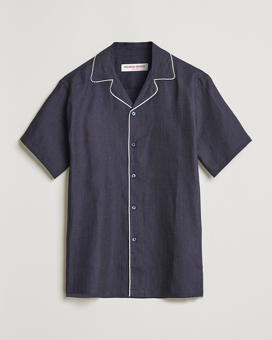 Herren | Hemden | Orlebar Brown | Hibbert Short Sleeve Linen Shirt Navy