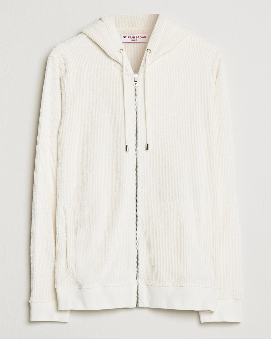 Herren | Pullover | Orlebar Brown | Matthers DN Towelling Racked Zip Hood White Sand