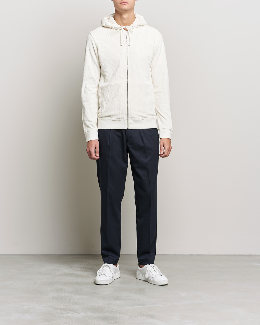 Herren | Pullover | Orlebar Brown | Matthers DN Towelling Racked Zip Hood White Sand