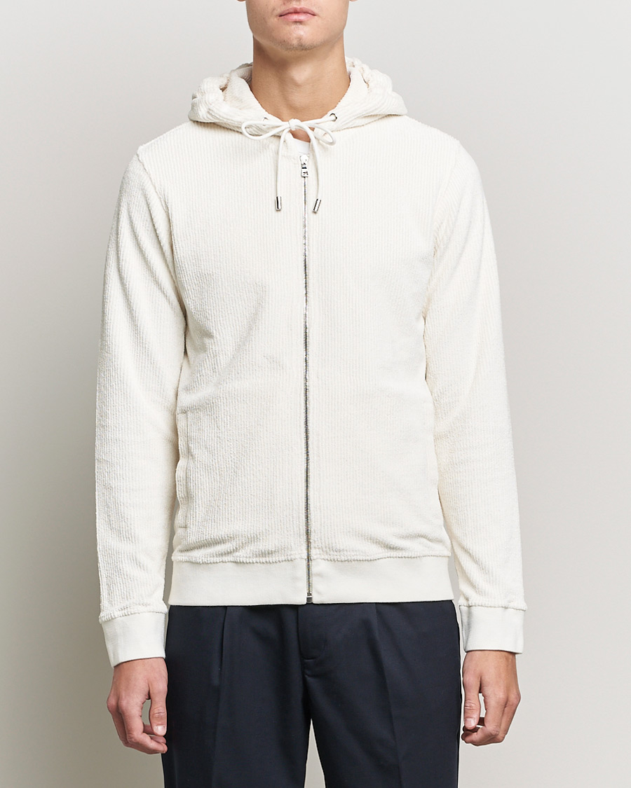 Herren | Pullover | Orlebar Brown | Matthers DN Towelling Racked Zip Hood White Sand