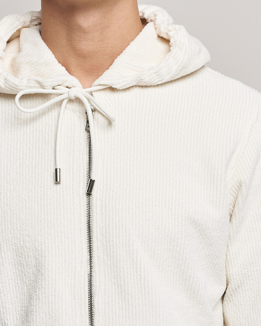 Herren | Pullover | Orlebar Brown | Matthers DN Towelling Racked Zip Hood White Sand