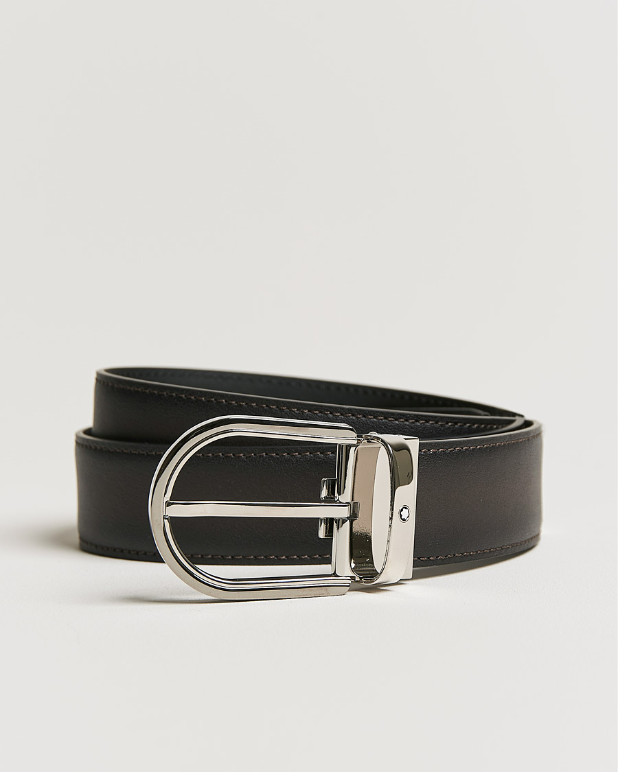Herren | Montblanc Horseshoe Buckle Grey 35 mm Leather Belt Grey | Montblanc | Horseshoe Buckle Grey 35 mm Leather Belt Grey