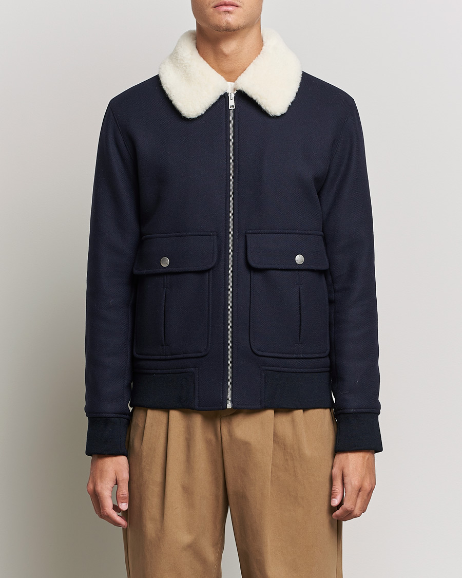 Herren | Jacken | A.P.C. | Ben Shearling Bomber Jacket Navy