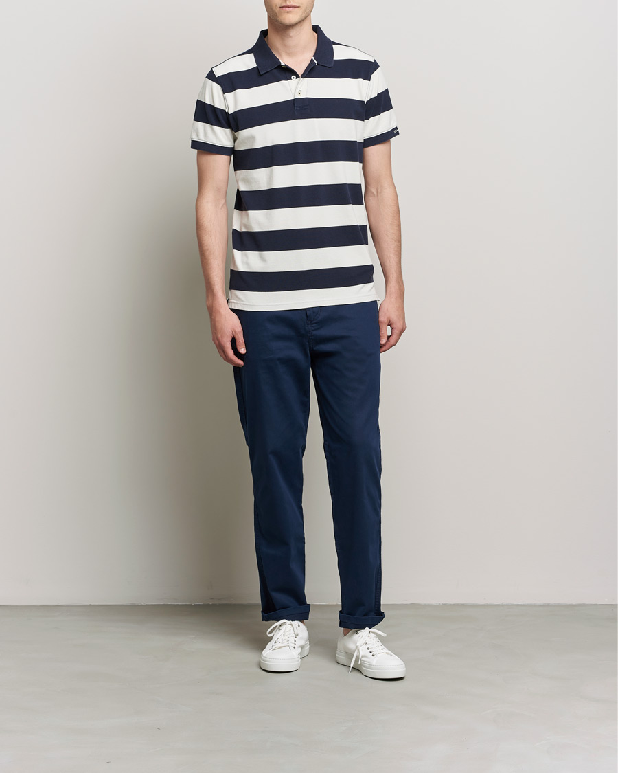 Herren | Poloshirts | GANT | Barstriped Polo Navy/White