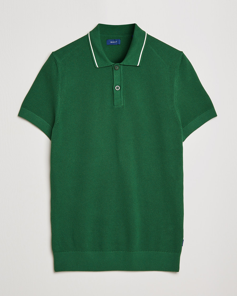 Herren | Poloshirts | GANT | Textured Knitted Polo Forest Green