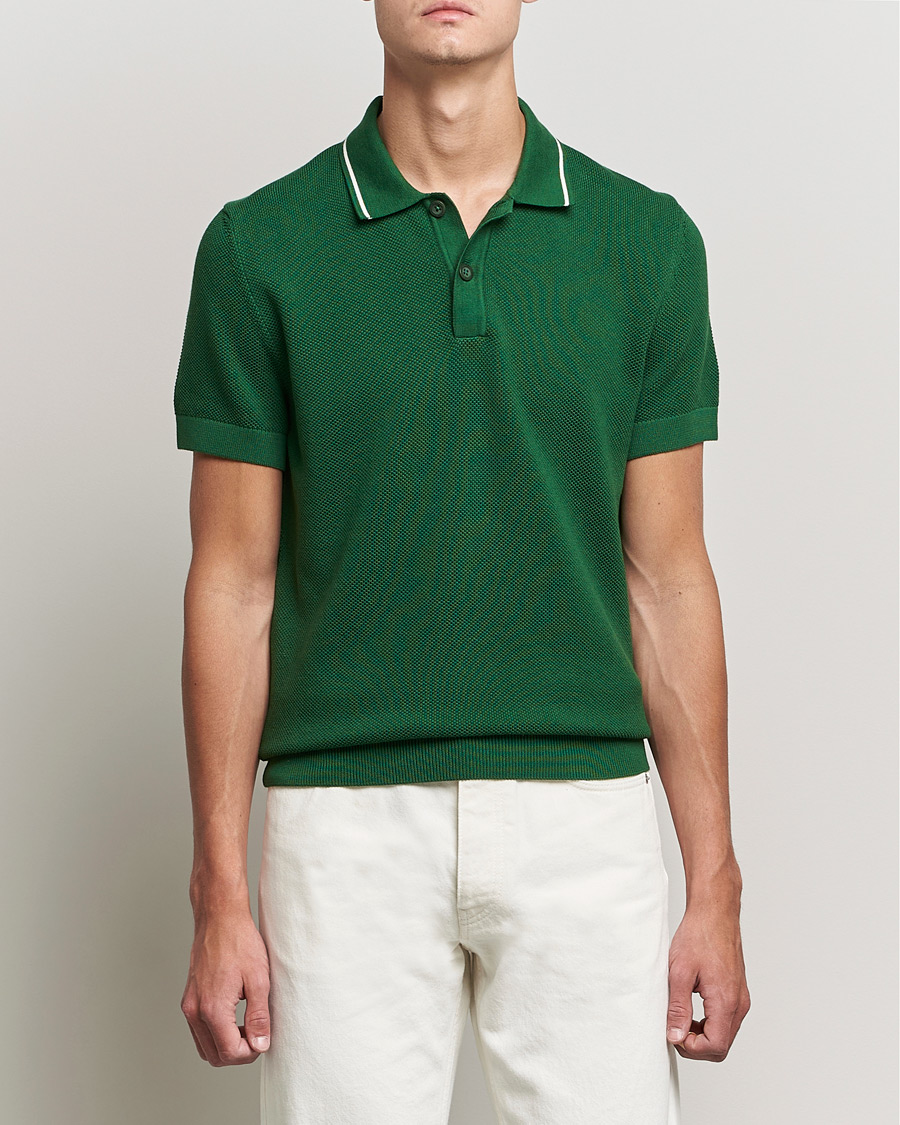 Herren | Poloshirts | GANT | Textured Knitted Polo Forest Green