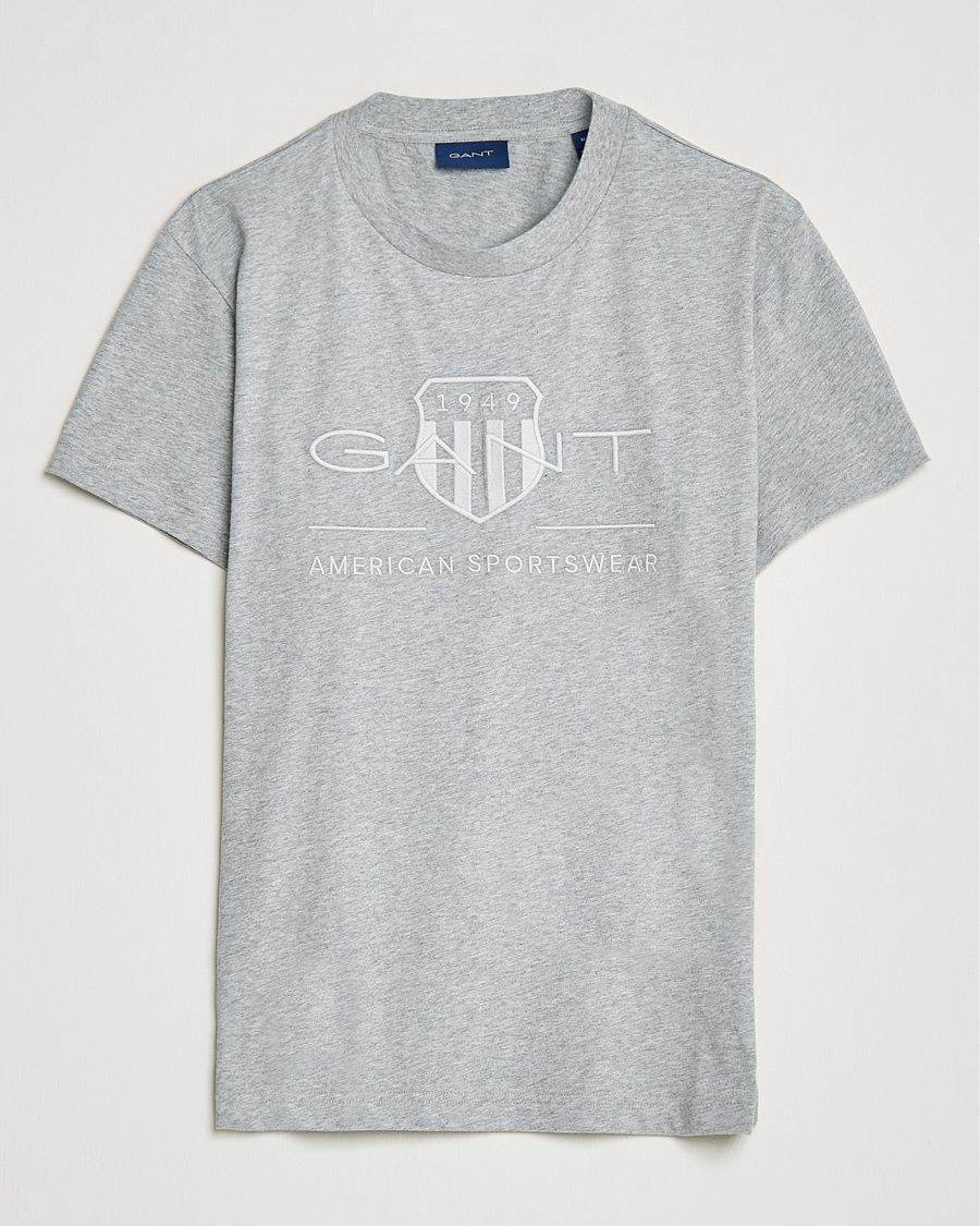Herren | T-Shirts | GANT | Tonal Archive Shield Crew Neck Tee Grey Melange