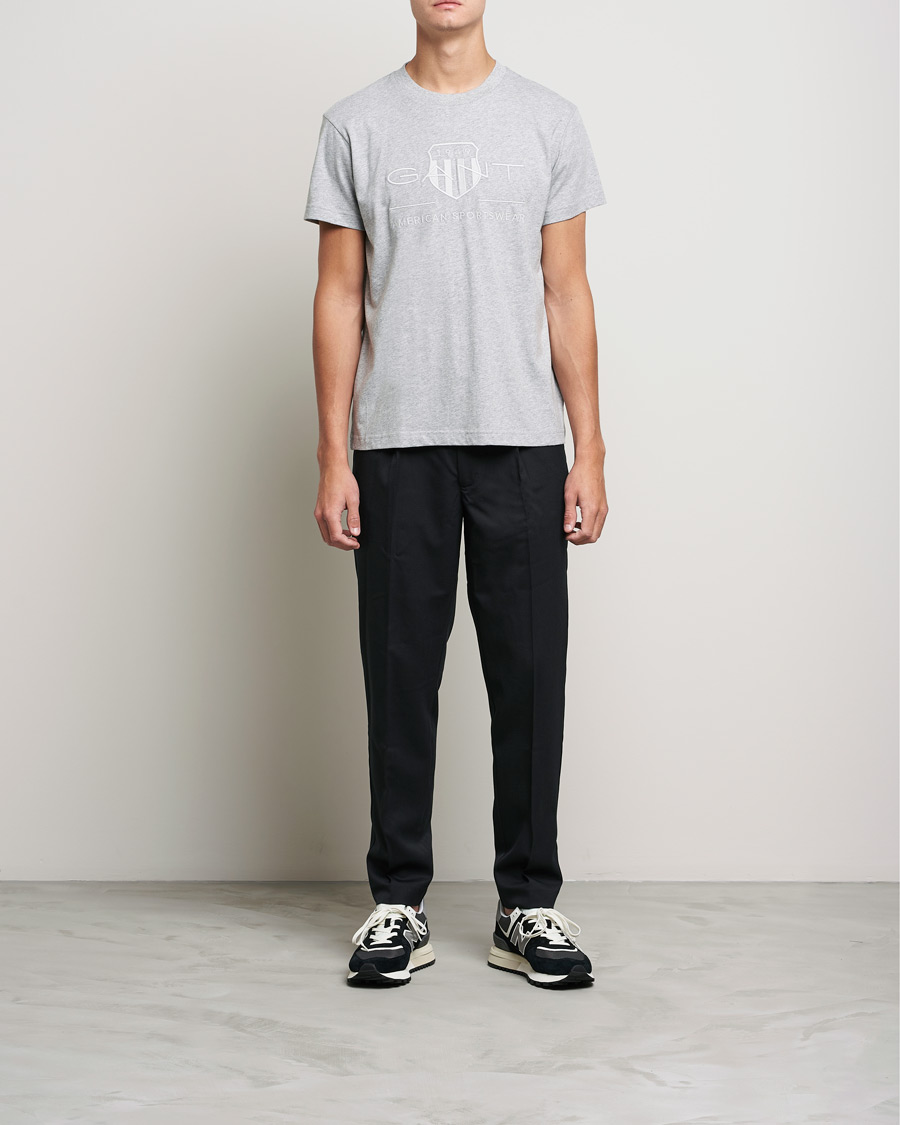 Herren | T-Shirts | GANT | Tonal Archive Shield Crew Neck Tee Grey Melange