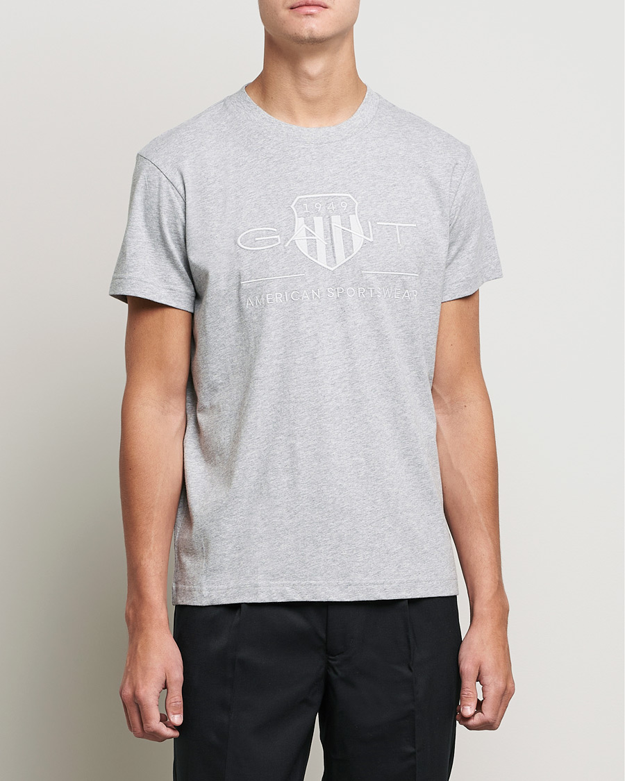 Herren | T-Shirts | GANT | Tonal Archive Shield Crew Neck Tee Grey Melange