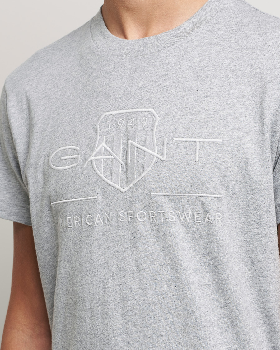 Herren | T-Shirts | GANT | Tonal Archive Shield Crew Neck Tee Grey Melange