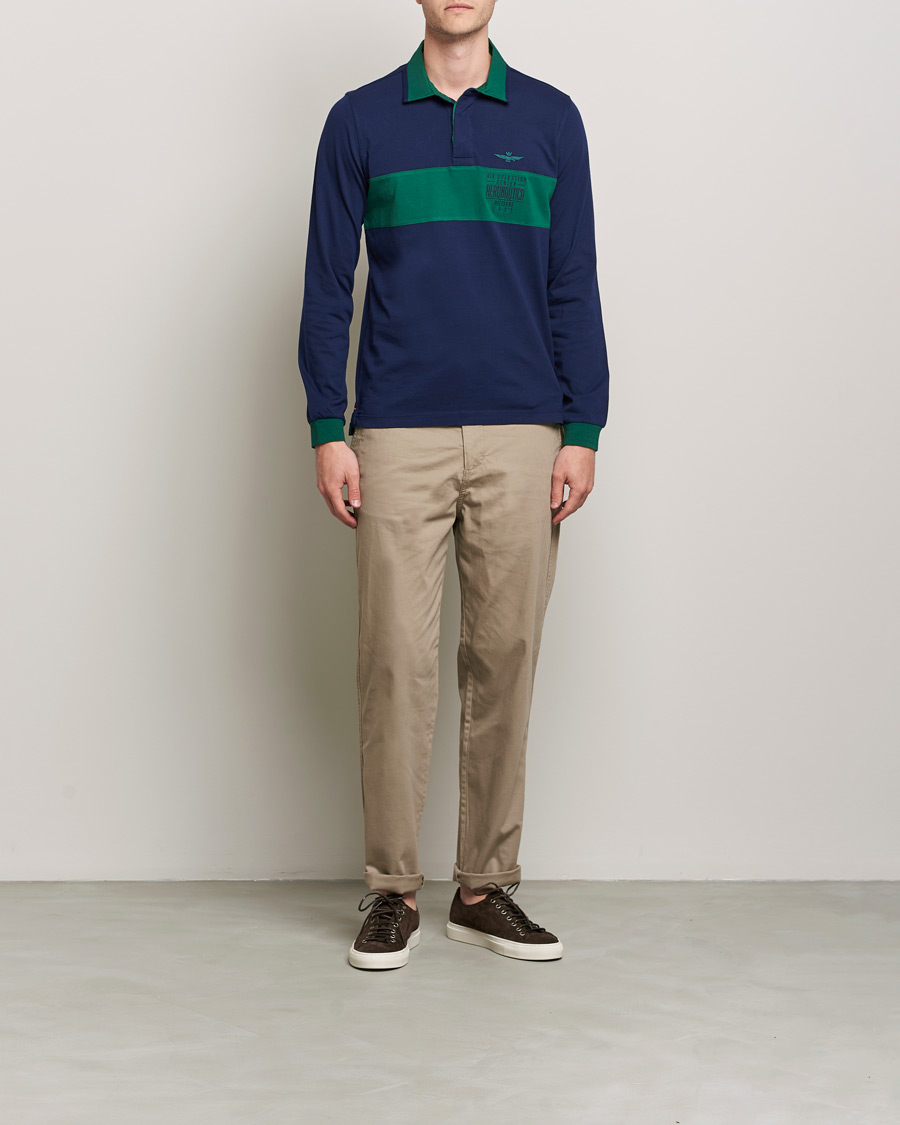 Herren | Pullover | Aeronautica Militare | Long Sleeve Polo Blu Navy