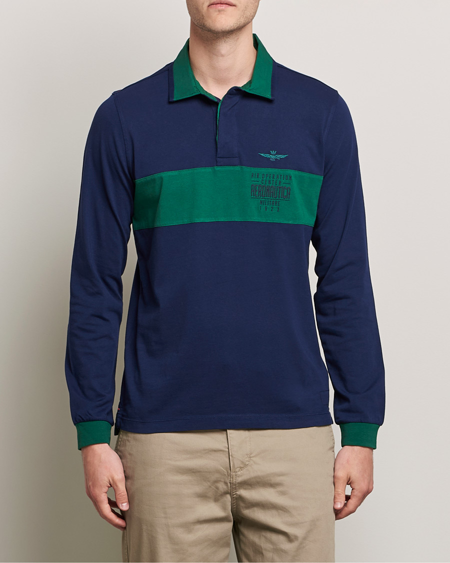 Herren | Pullover | Aeronautica Militare | Long Sleeve Polo Blu Navy
