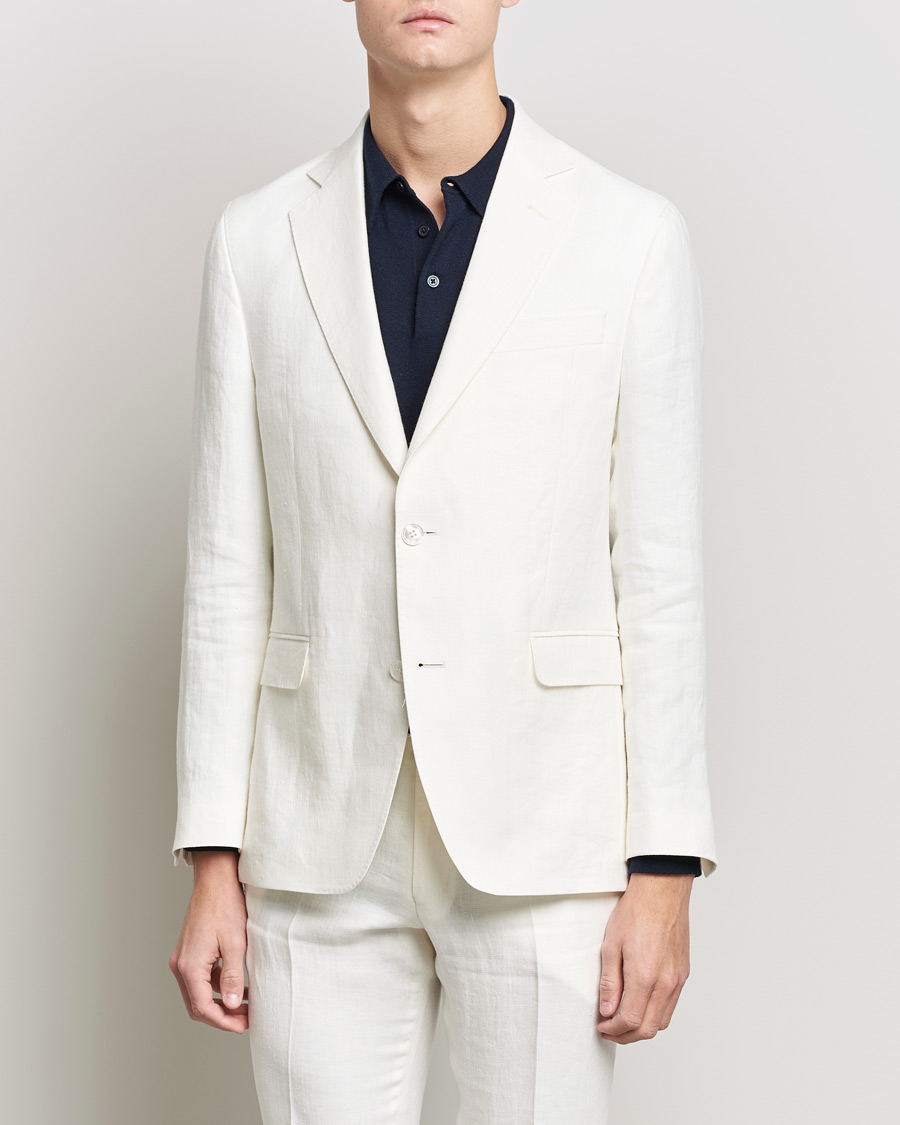 Herren | Sakkos | Oscar Jacobson | Fogerty Linen Blazer White