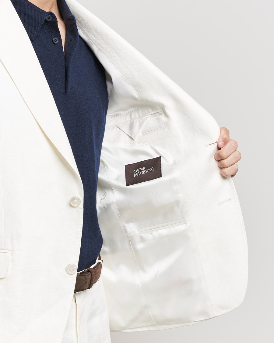 Herren | Sakkos | Oscar Jacobson | Fogerty Linen Blazer White