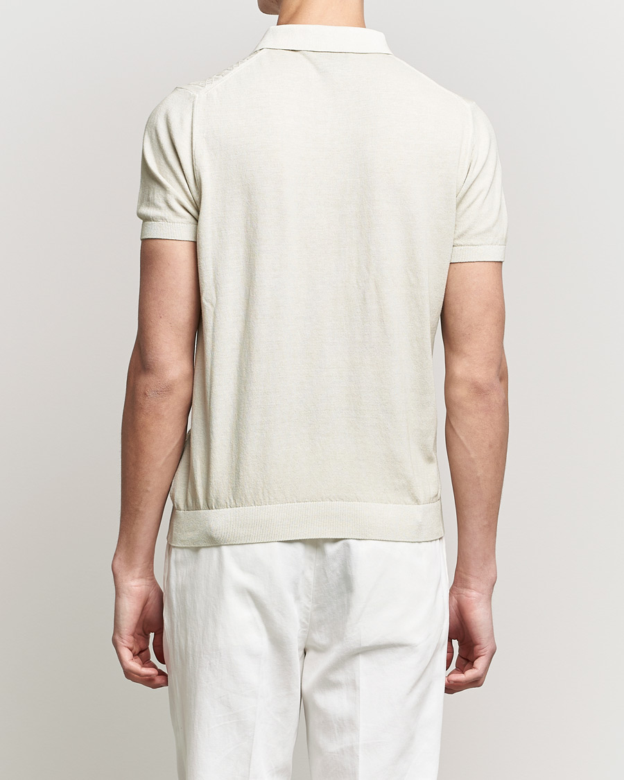 Herren | Poloshirts | Oscar Jacobson | Bard Knitted Cotton Crepe Polo Creme