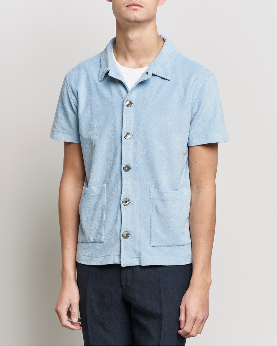 Herren | Poloshirts | Oscar Jacobson | Alwin Terry Short Sleeve Safari Polo Smog Blue