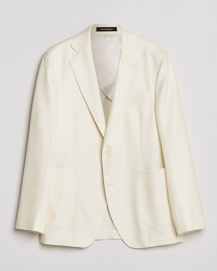 Herren | Sakkos | Oscar Jacobson | Ferry Merino/Silk Patch Pocket Blazer Creme