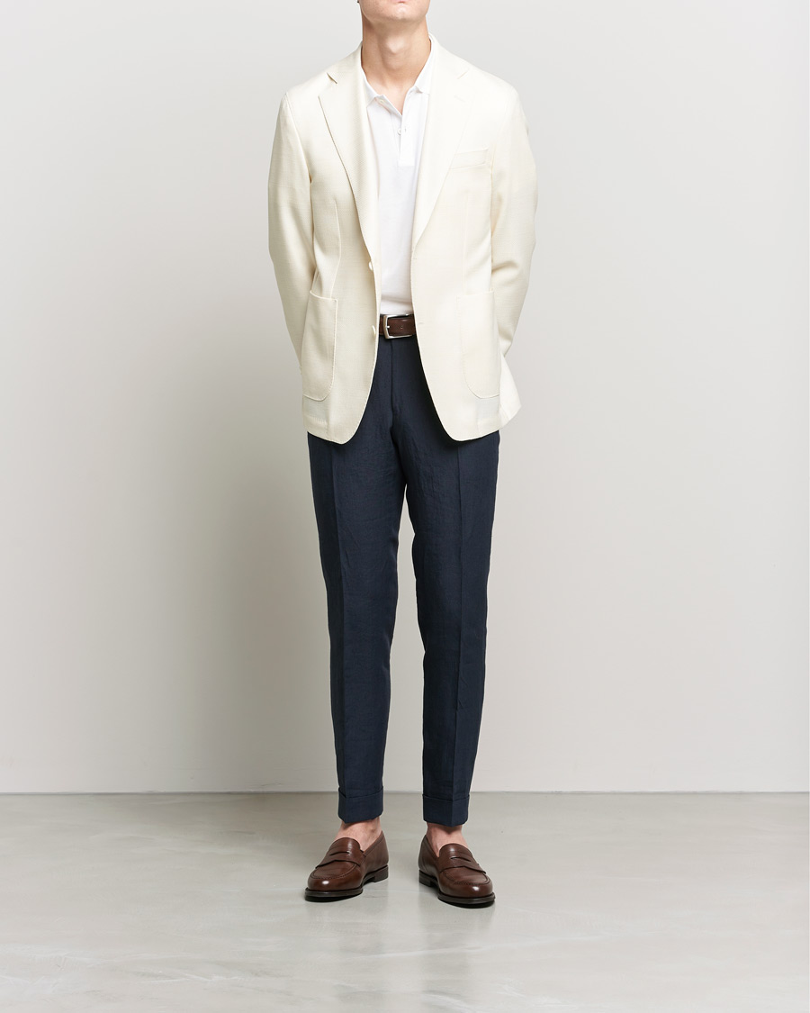 Herren | Sakkos | Oscar Jacobson | Ferry Merino/Silk Patch Pocket Blazer Creme