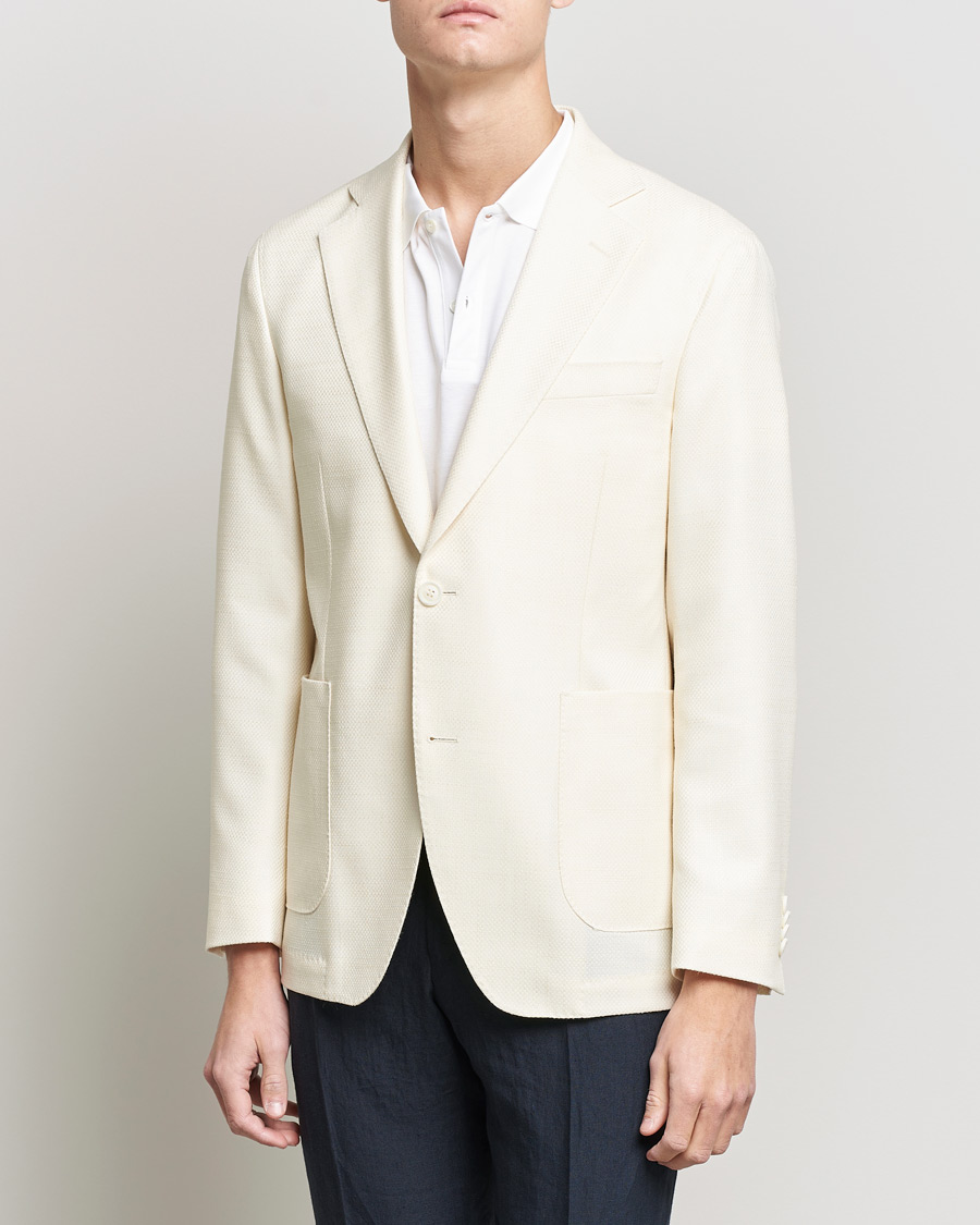 Herren | Sakkos | Oscar Jacobson | Ferry Merino/Silk Patch Pocket Blazer Creme
