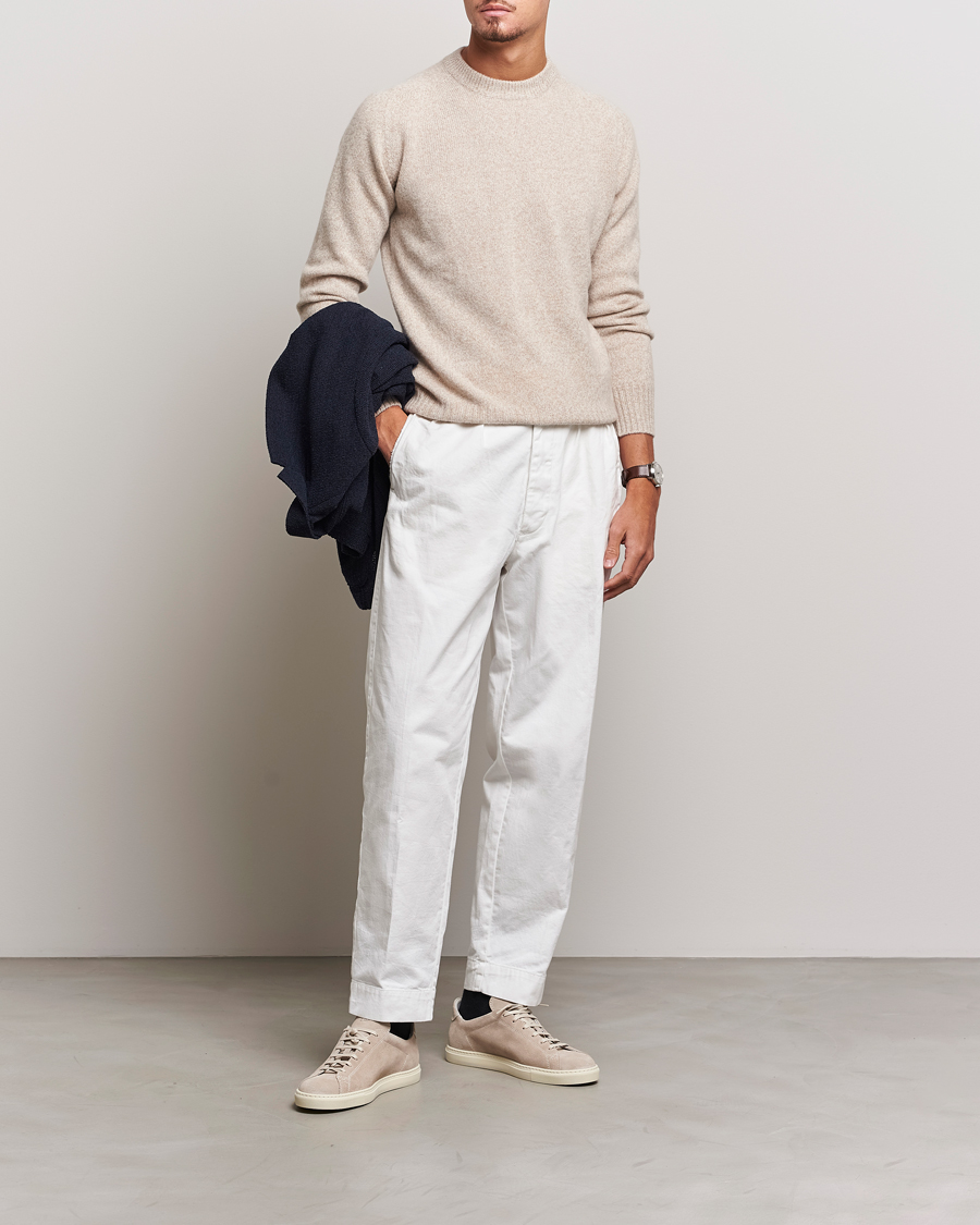 Herren | Pullover | Altea | Wool/Cashmere Crew Neck Pullover Beige Melange
