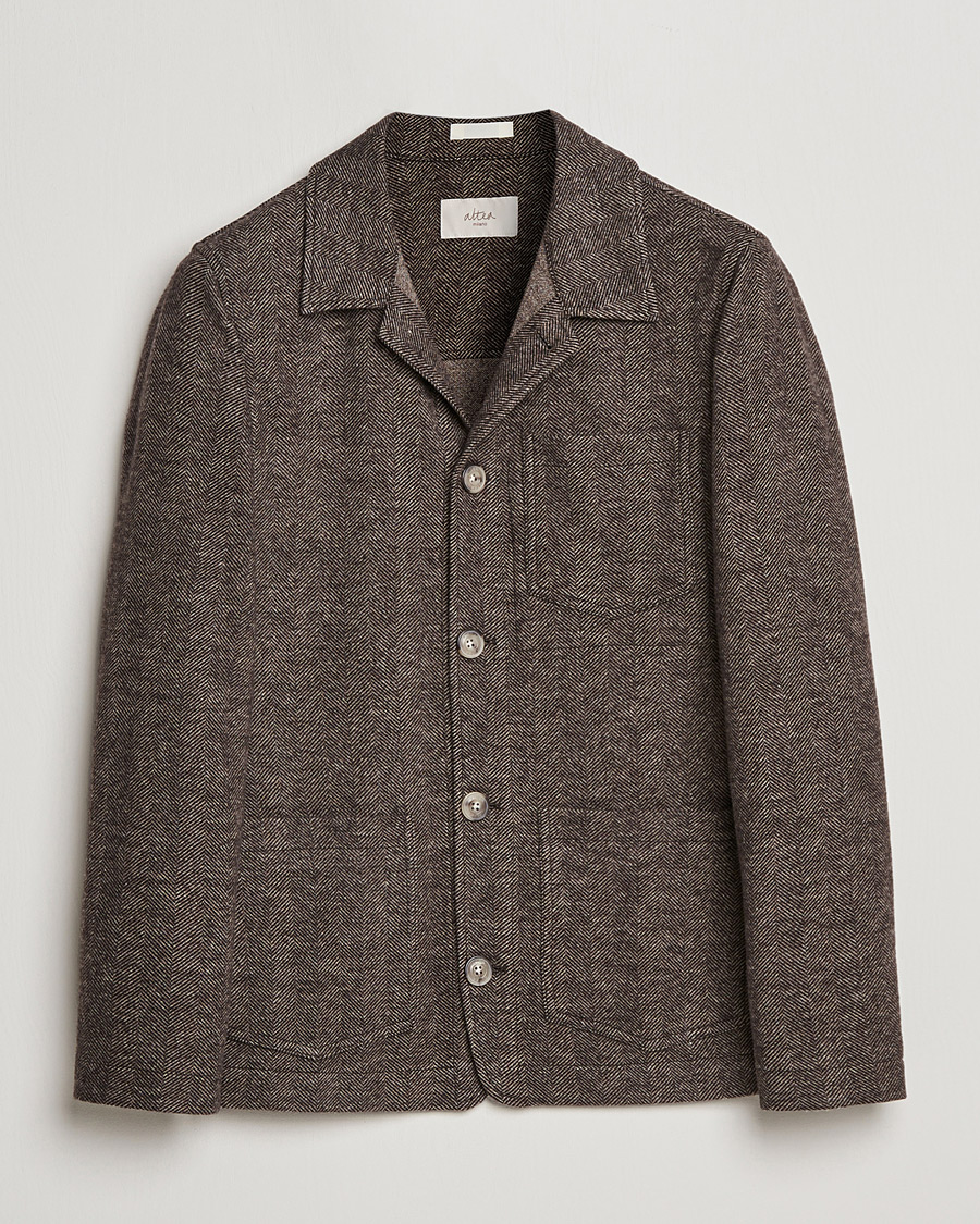 Herren | Jacken | Altea | Herringbone Wool Chore Jacket Brown