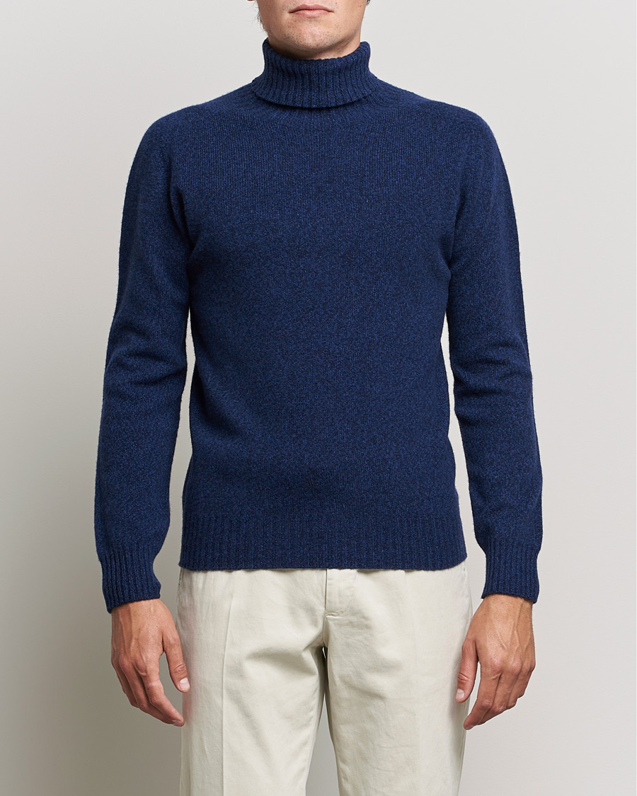 Herren | Pullover | Altea | Cashmere Mouline Rollneck Navy Melange