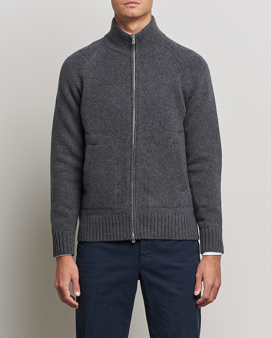 Herren | Pullover | Altea | Wool Zip Jacket Grey Melange
