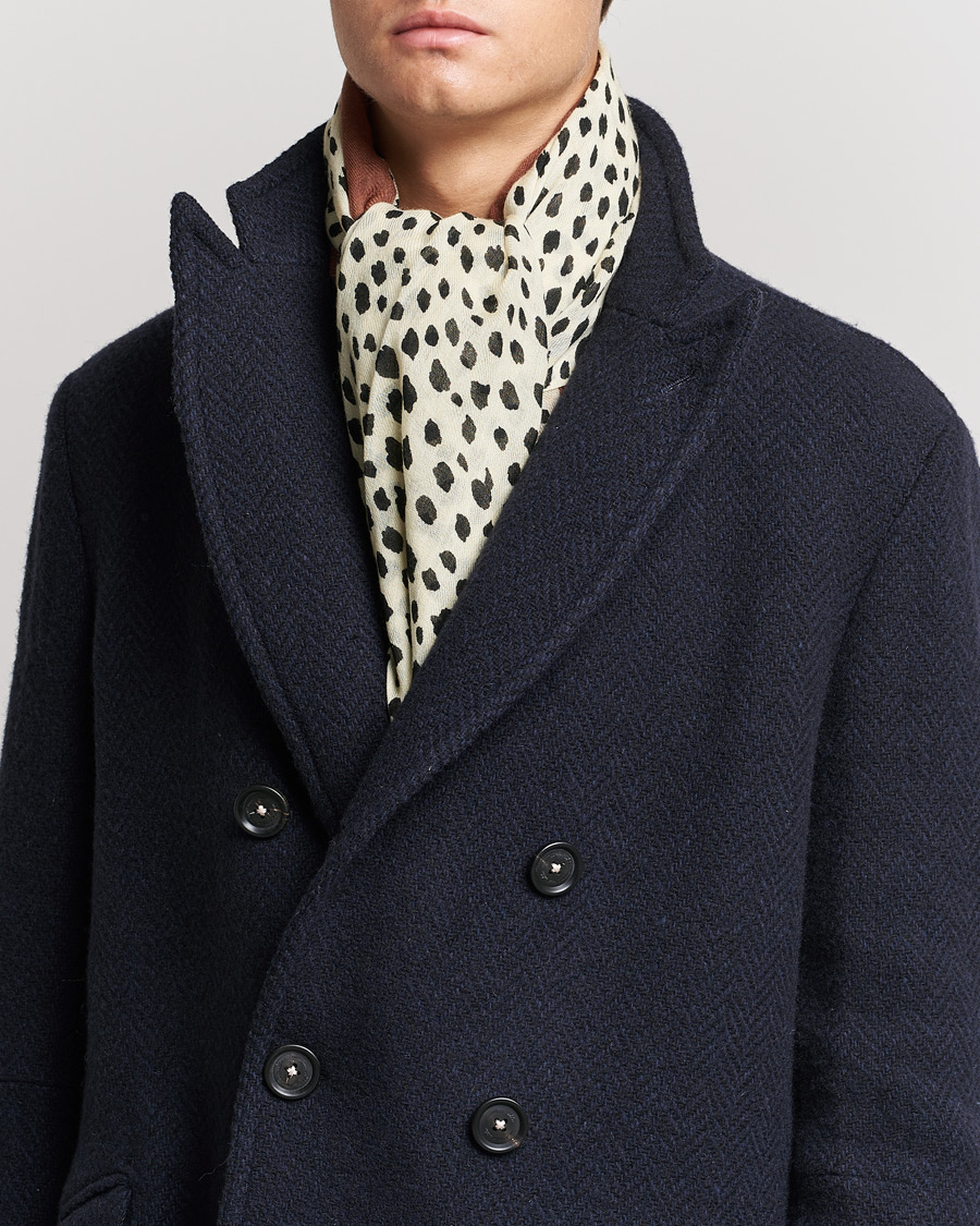 Herren | Altea Dot Print Wool Scarf Beige | Altea | Dot Print Wool Scarf Beige