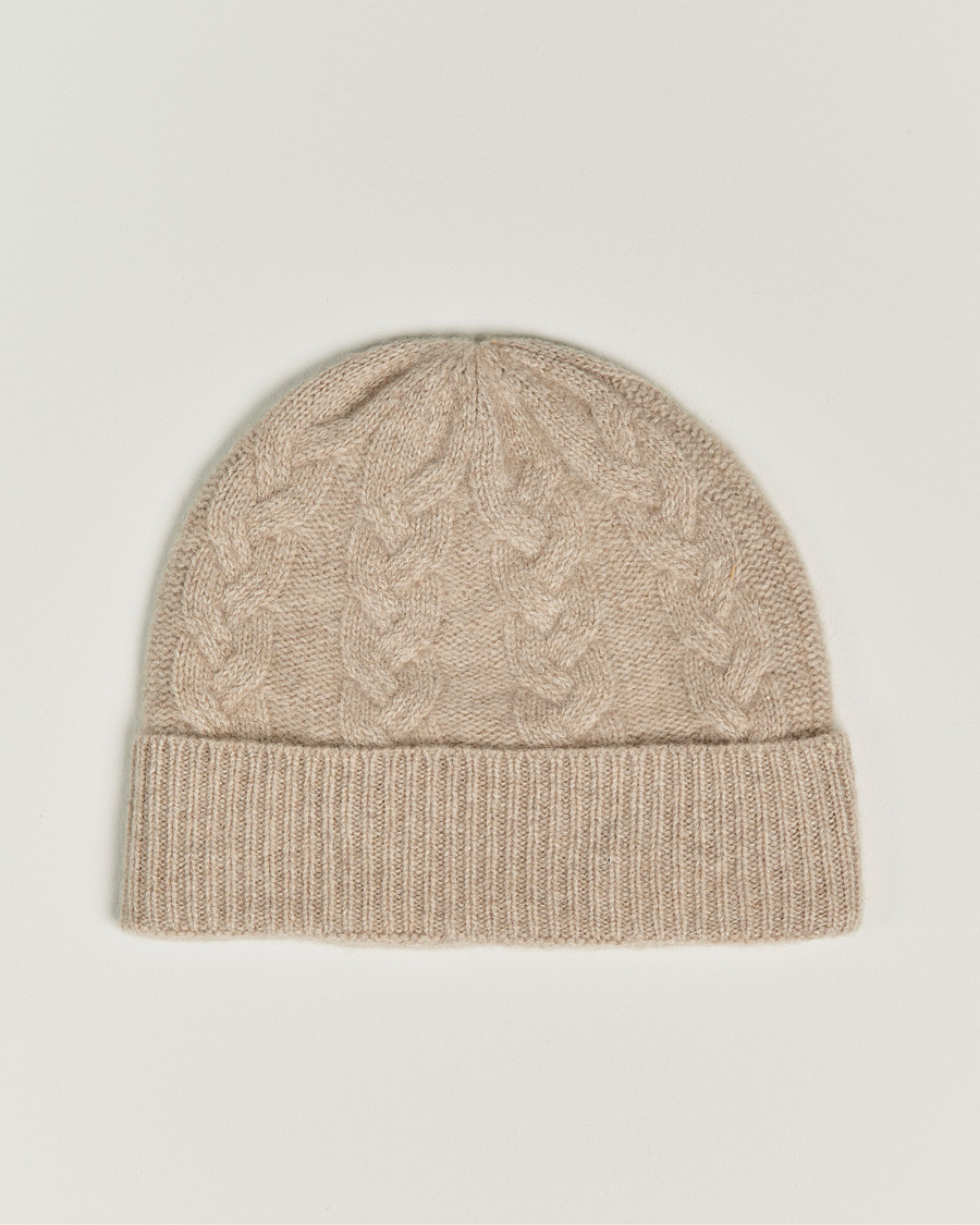 Herren | Amanda Christensen Cashmere Cable Knitted Cap Beige Melange | Amanda Christensen | Cashmere Cable Knitted Cap Beige Melange