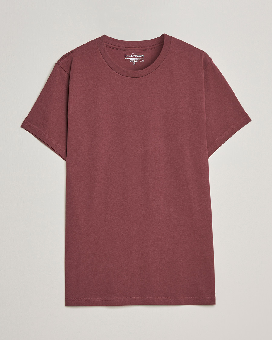 Herren | T-Shirts | Bread & Boxers | Heavy Cotton Crew Neck T-shirt Burgundy