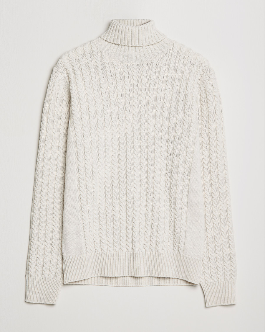 Herren | Pullover | Brioni | Cashmere Cable Turtleneck Off White