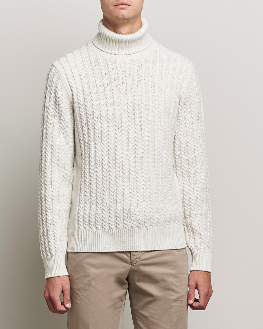 Herren | Pullover | Brioni | Cashmere Cable Turtleneck Off White