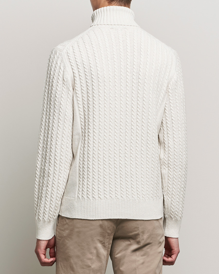 Herren | Pullover | Brioni | Cashmere Cable Turtleneck Off White
