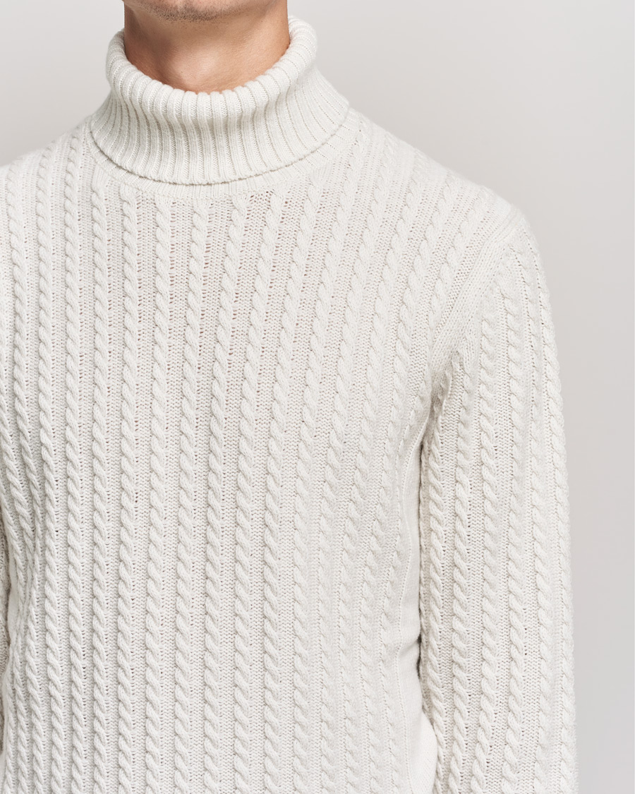 Herren | Pullover | Brioni | Cashmere Cable Turtleneck Off White