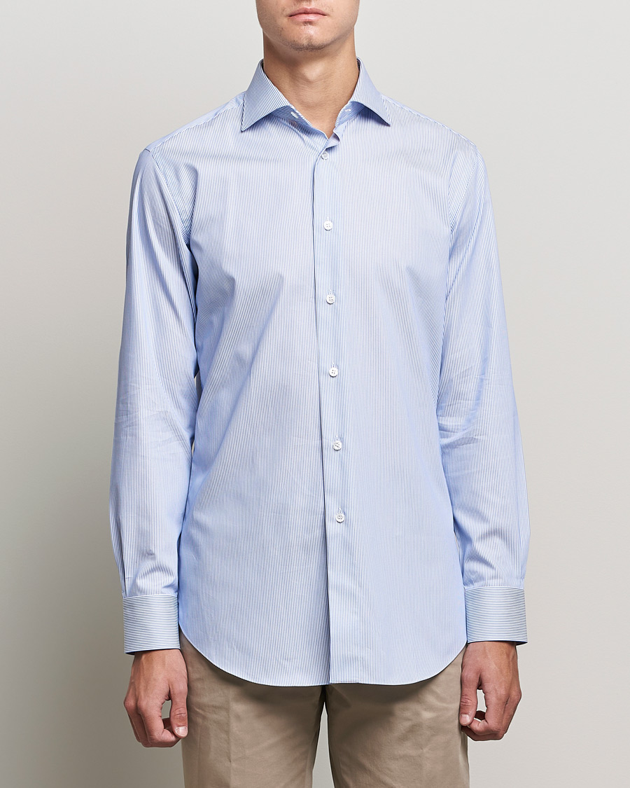 Herren | Hemden | Brioni | Slim Fit Dress Shirt Light Blue Stripe