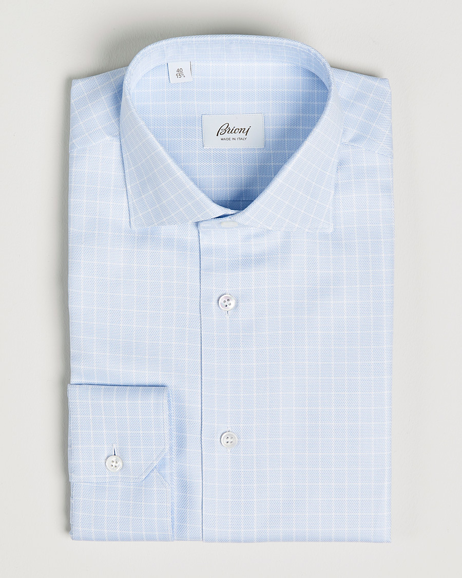 Herren | Hemden | Brioni | Slim Fit Dress Shirt Light Blue Check