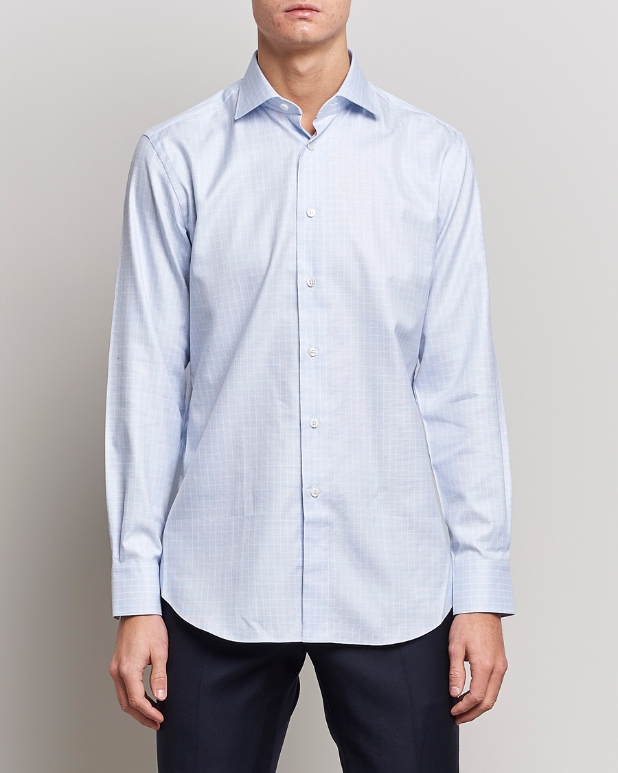 Herren | Hemden | Brioni | Slim Fit Dress Shirt Light Blue Check