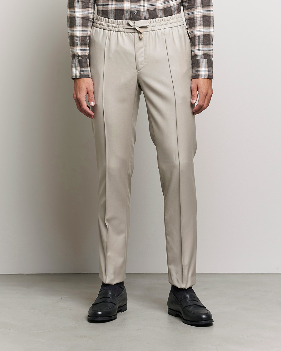 Herren | Hosen | Brioni | Wool/Cashmere Drawstring Trousers Beige