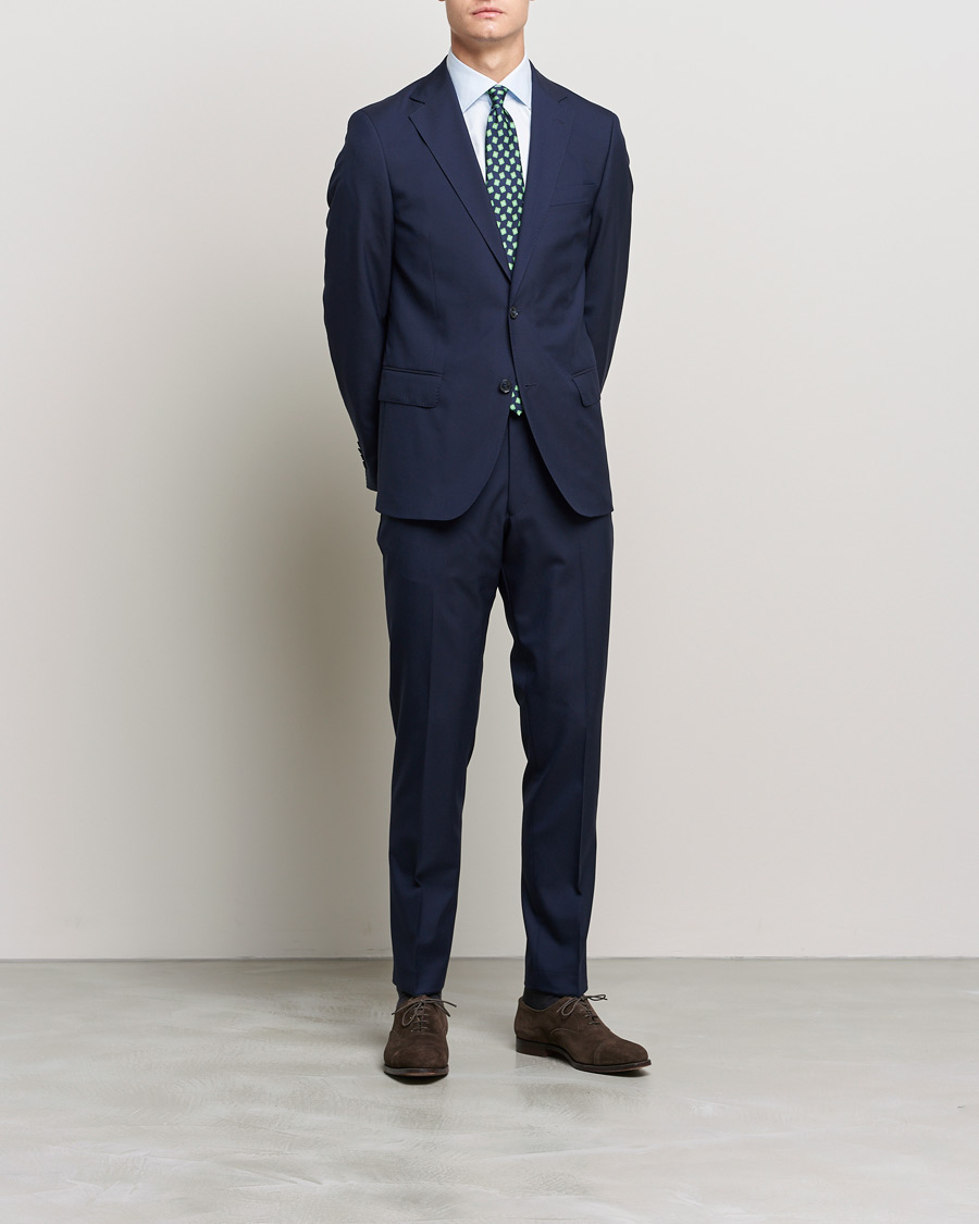 Herren | Hosen | Oscar Jacobson | Denz Super 120's Wool Trousers Navy